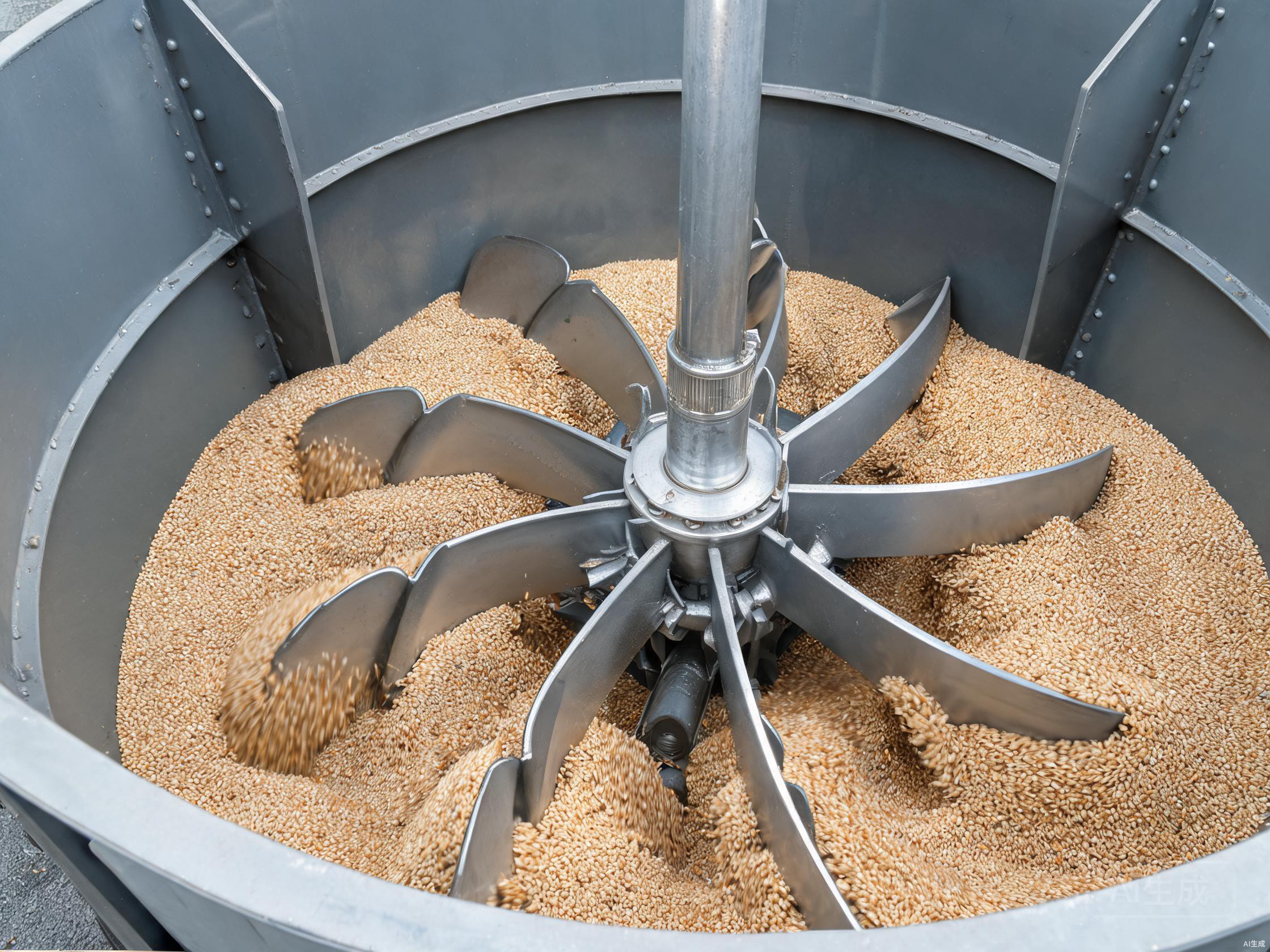 Grain agitator inside GXON batch dryer